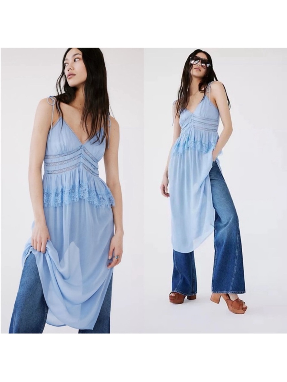 Free People Intimately x Revolve Kiki Slip in Chambray Blue - Picture 1 of 10